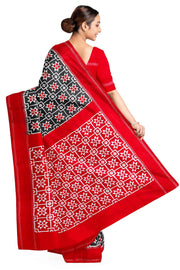 Double Ikat telia pure silk saree in  floral motif in square