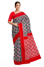 Double Ikat telia pure silk saree in  floral motif in square