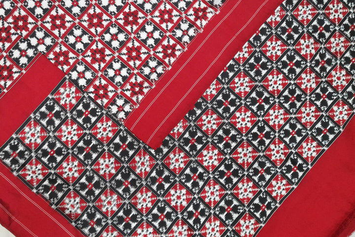 Double Ikat telia pure silk saree in  geometric pattern