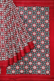 Double Ikat telia pure silk saree in  geometric pattern