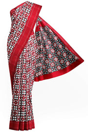 Double Ikat telia pure silk saree in  geometric pattern