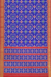 Double ikat pure silk saree in royal blue in  navaratan pattern.