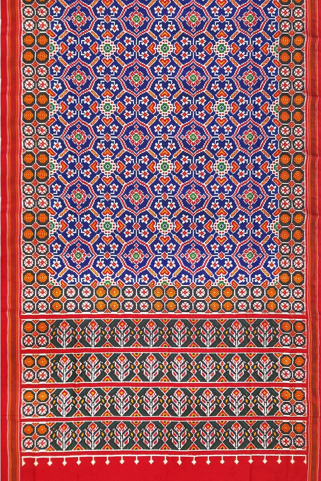 Double ikat pure silk saree in royal blue in patan patola  pattern