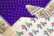 Handwoven Ikat pure silk saree in ink  blue with small motifs
