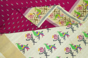 Ikat pure silk saree in magenta  with small motifs
