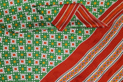 TWILL WEAVE silk saree in green   in chokta bhat ( diamond ) pattern