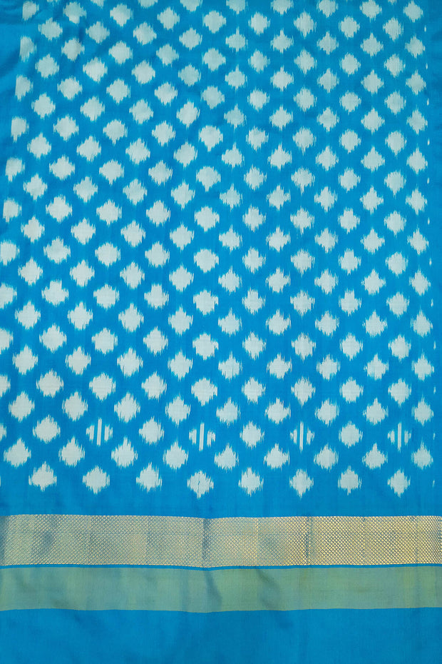 Ikat pure silk saree in black with patterned pallu & blouse