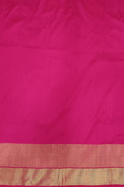 Handowoven ikat pure silk saree  in blue with  floral motifs  and a temple border.