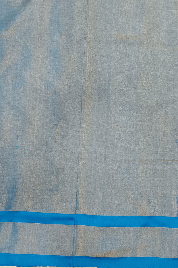 Ikat silk tissue saree in blue in chabdi kunj (elephant in circle) pattern.
