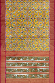 Ikat silk tissue saree in mustard in navratan pattern