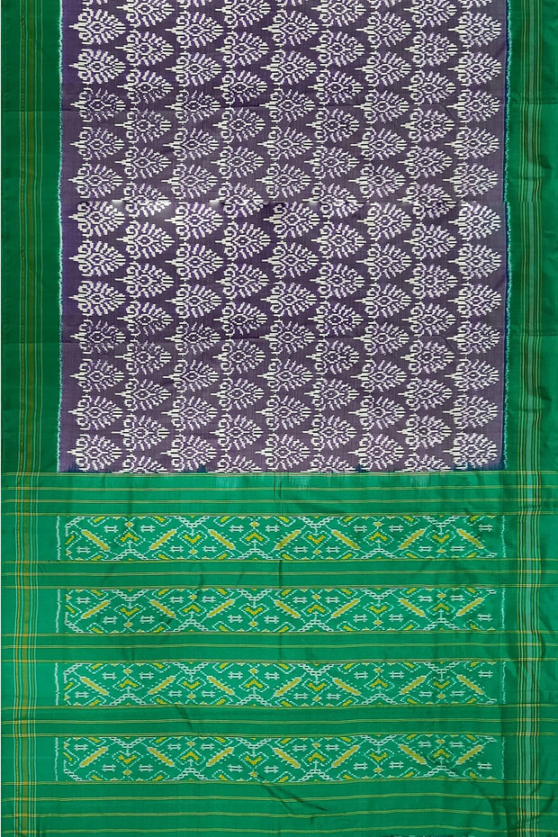 Ikat pure silk saree in lavender in  floral pattern with contrast pallu