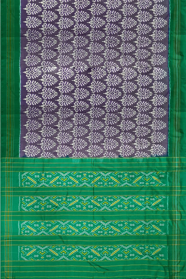 Ikat pure silk saree in lavender in  floral pattern with contrast pallu