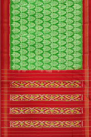 Ikat pure silk saree in mint green in  floral pattern with contrast pallu