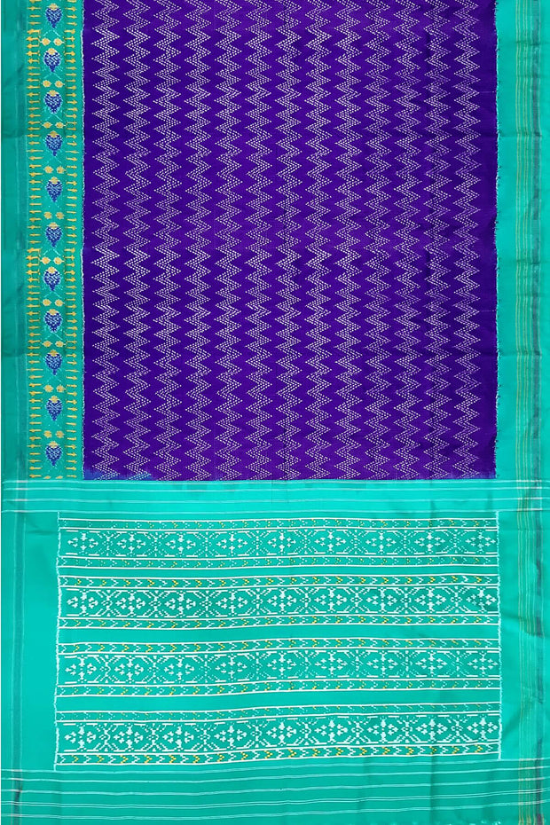 Ikat pure silk saree in violet in zig  zag pattern