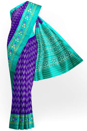 Ikat pure silk saree in violet in zig  zag pattern