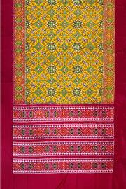 Ikat pure silk saree in mustard in navratan pattern