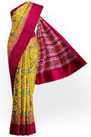 Ikat pure silk saree in mustard in navratan pattern