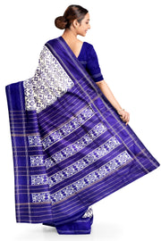 Ikat pure silk saree in off white in floral pattern