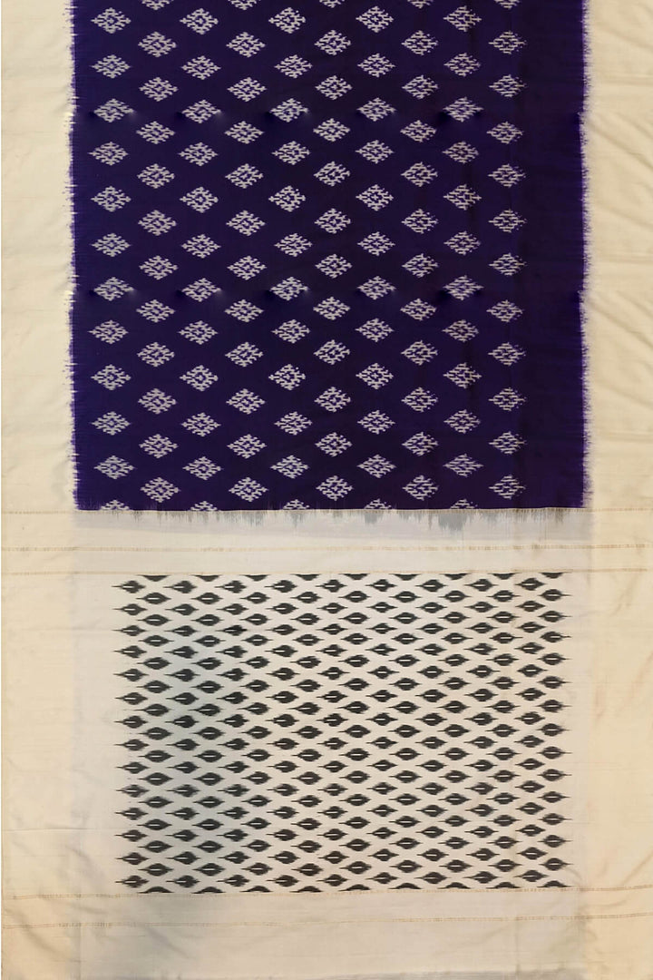 Handwoven ikat pure silk saree in purple with diamond motifs