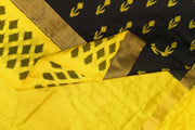 Handwoven ikat pure silk saree in black with anchor motifs