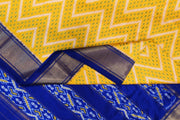 Ikkat pure silk saree in yellow in zig zag pattern.