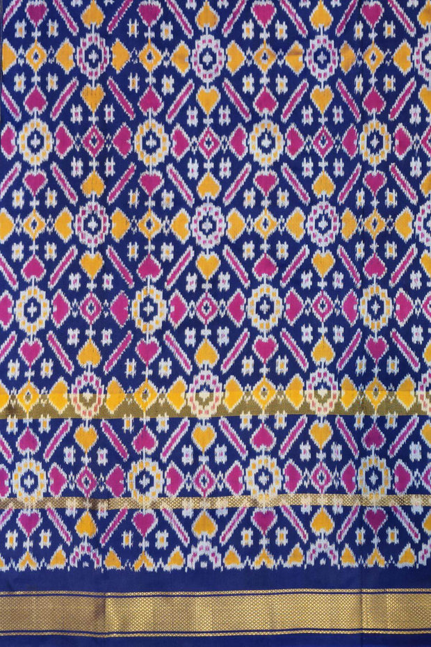 Ikkat pure silk saree in magenta with a skirt border.
