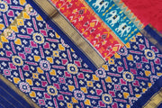 Ikkat pure silk saree in magenta with a skirt border.