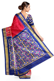 Ikkat pure silk saree in magenta with a skirt border.