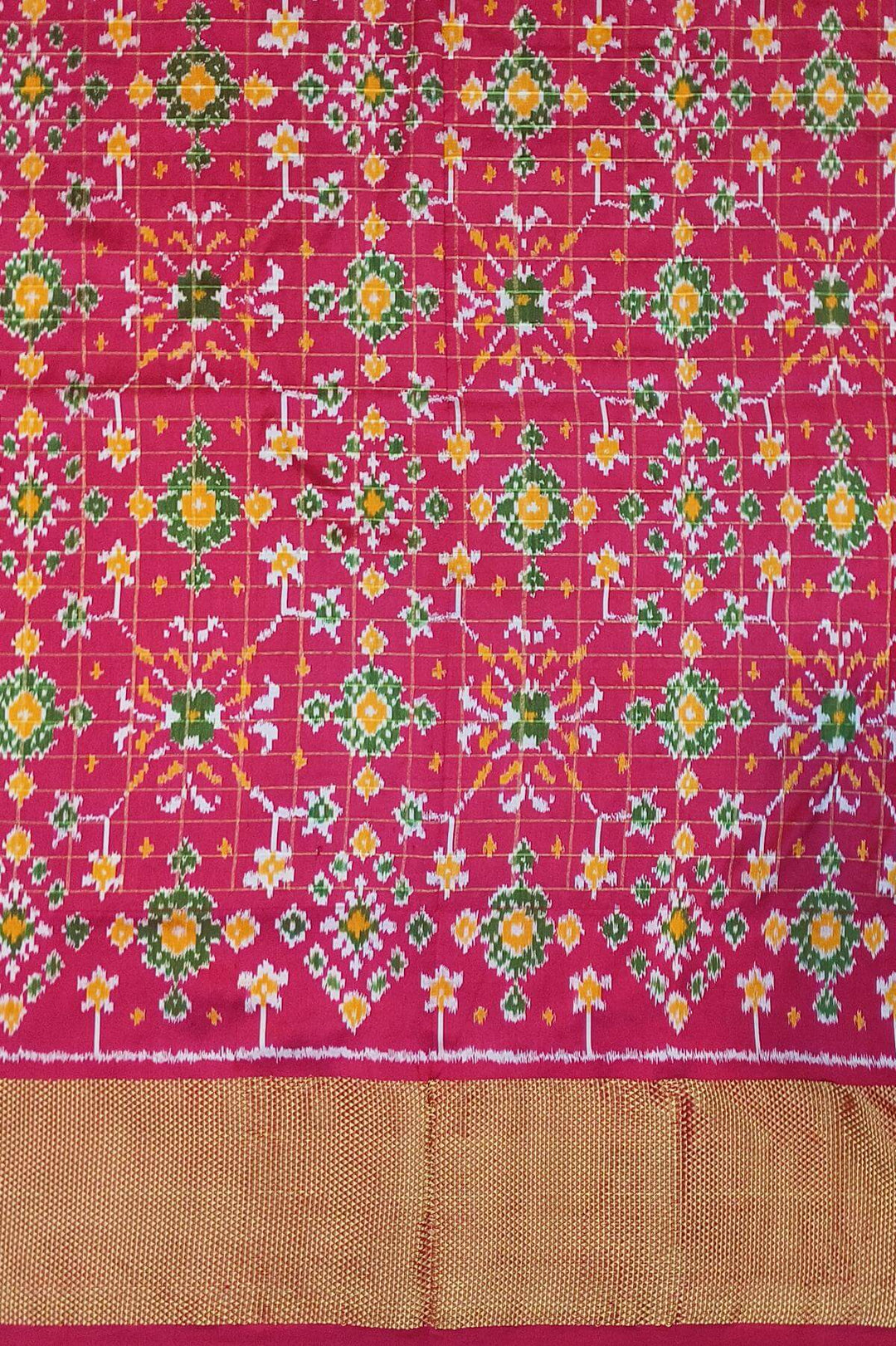 Ikat pure silk saree in blue with zari checks .