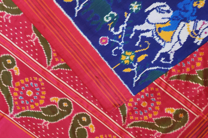 Ikkat pure silk saree in blue with forest pattern