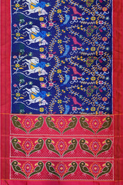 Ikkat pure silk saree in blue with forest pattern