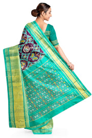 Ikat pure silk saree in purple in narikunj design with a contrast pallu