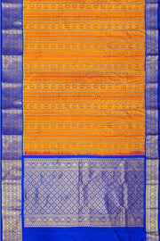 Handwoven ikat pure silk saree in rust colour with geometric pattern