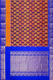 Handwoen ikat pure silk saree in purple with floral vines.