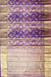 Handwoven Ikat pure  silk tissue saree in beautiful lavender with floral motifs