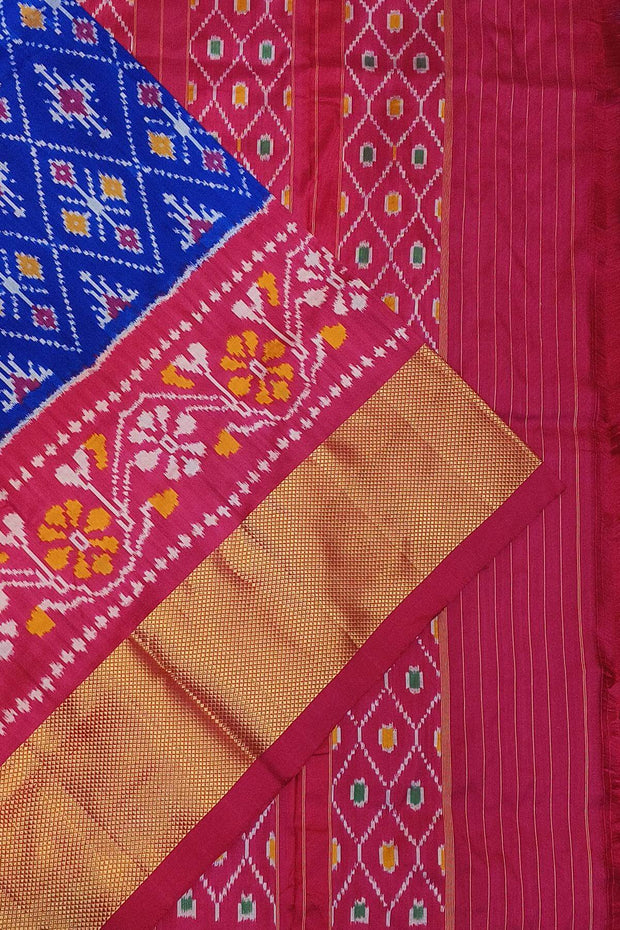 Handwoven ikkat pure silk saree in diamond pattern