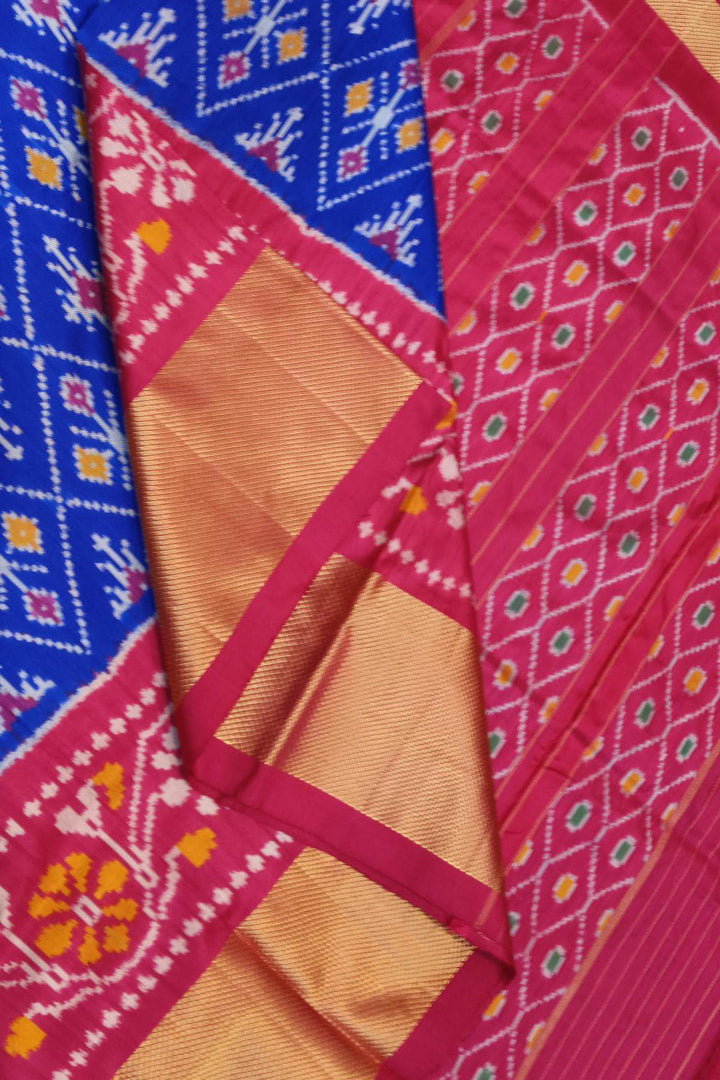 Handwoven ikkat pure silk saree in diamond pattern