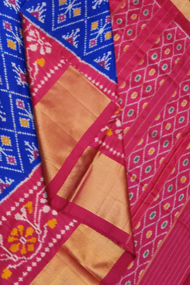 Handwoven ikkat pure silk saree in diamond pattern