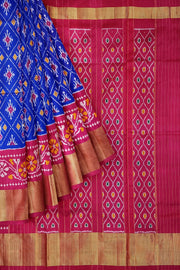 Handwoven ikkat pure silk saree in diamond pattern