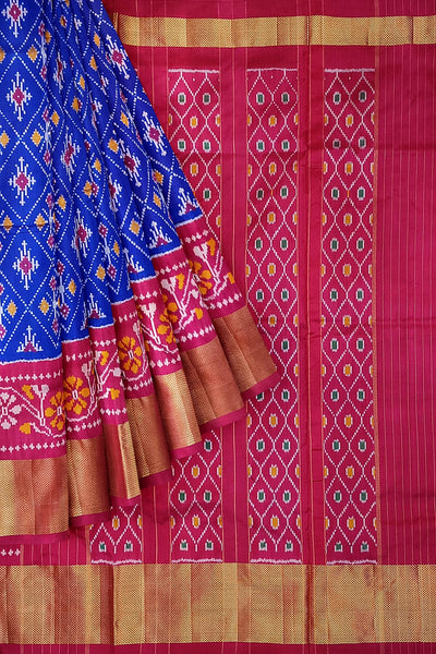 Handwoven ikkat pure silk saree in diamond pattern