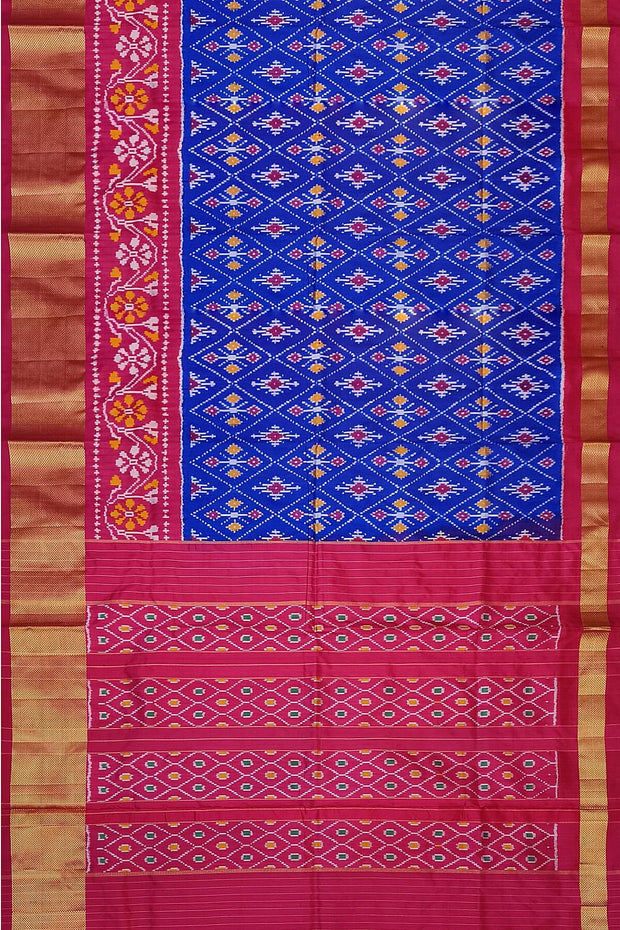 Handwoven ikkat pure silk saree in diamond pattern