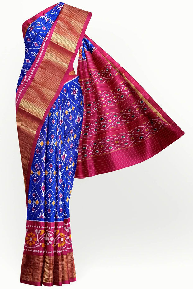 Handwoven ikkat pure silk saree in diamond pattern