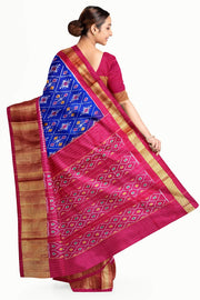 Handwoven ikkat pure silk saree in diamond pattern