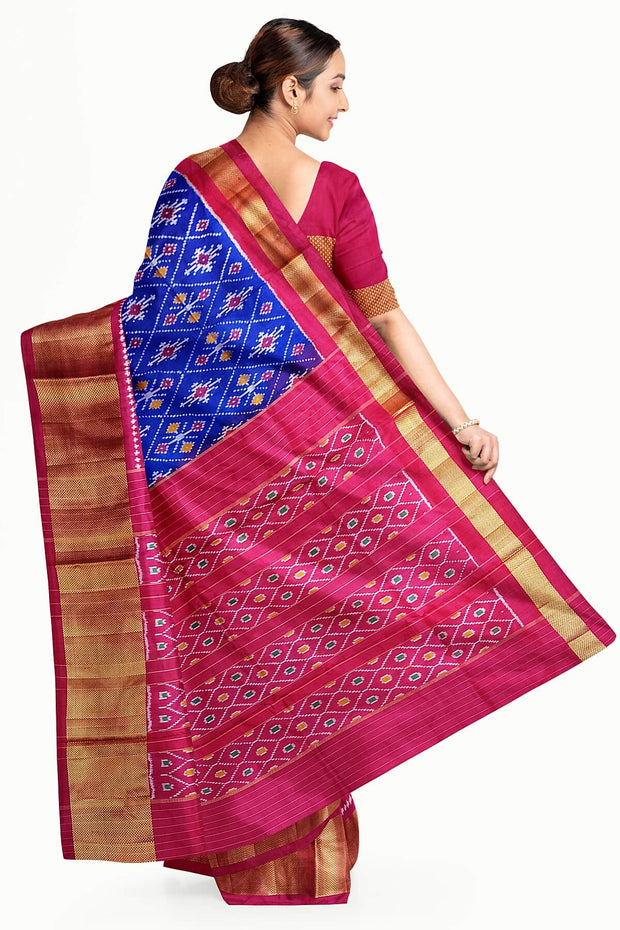 Handwoven ikkat pure silk saree in diamond pattern
