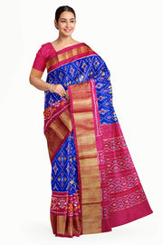 Handwoven ikkat pure silk saree in diamond pattern