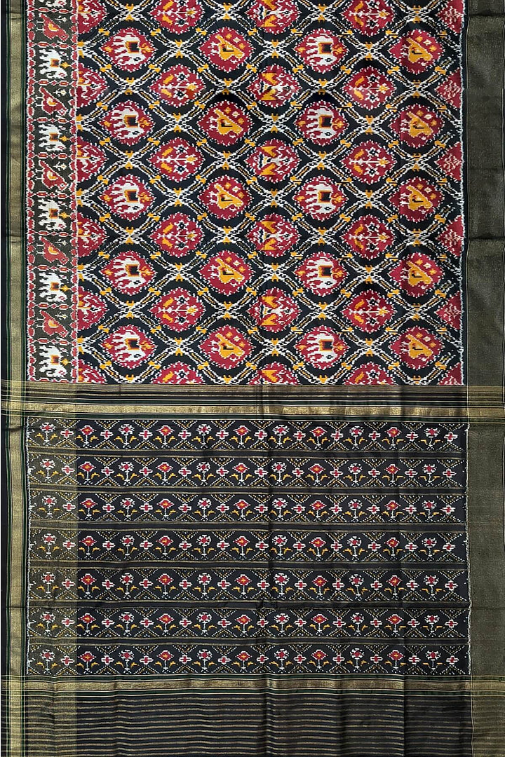 Ikkat pure silk saree in narikunj pattern.