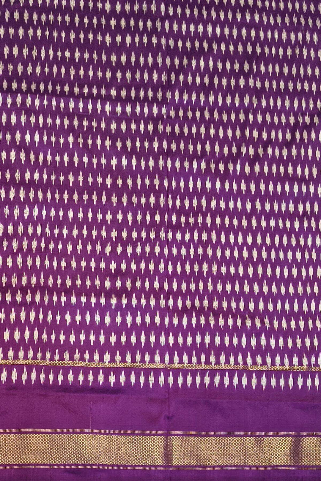 Ikkat pure silk saree in off white