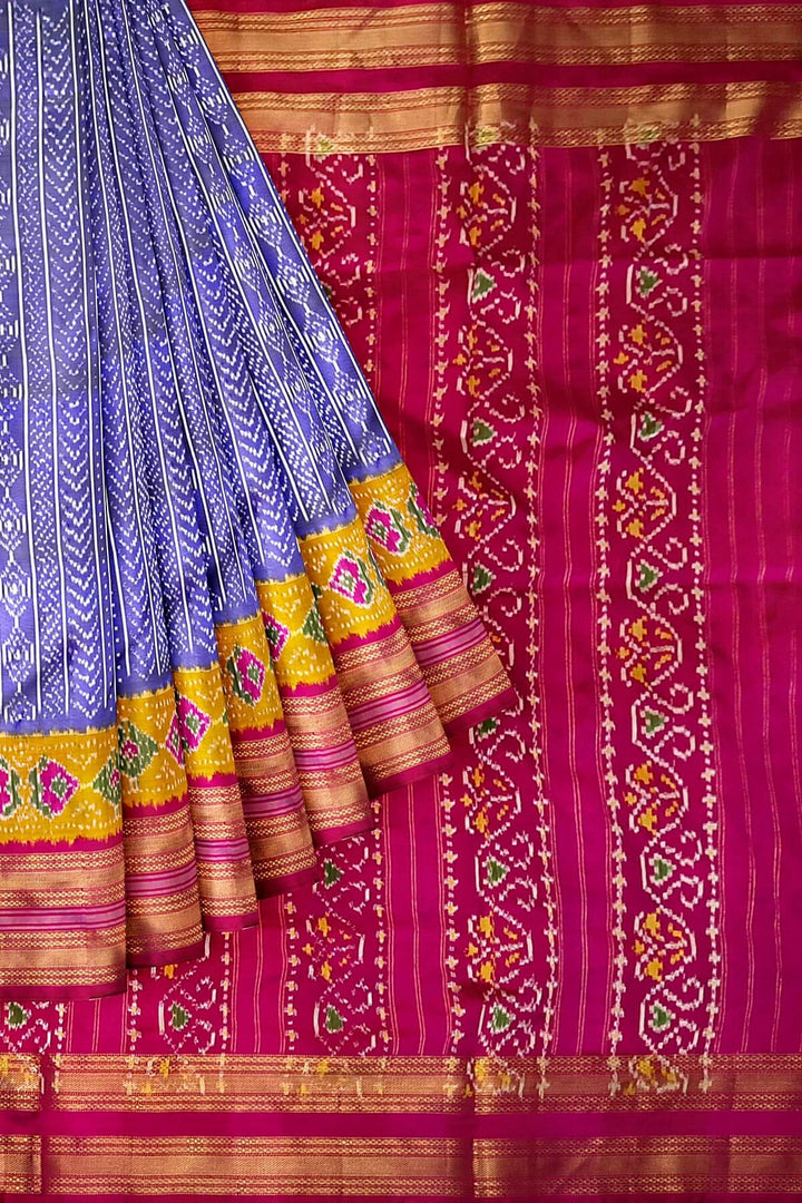 Ikkat pure silk saree in lavender