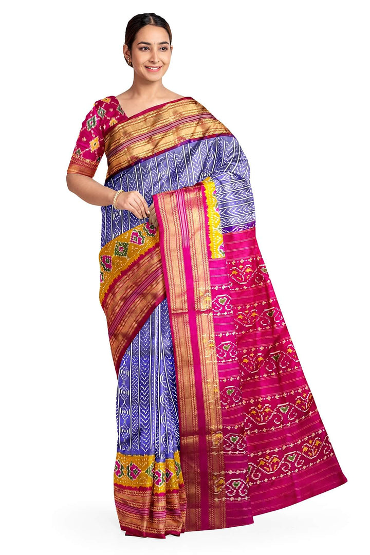 Ikkat pure silk saree in lavender