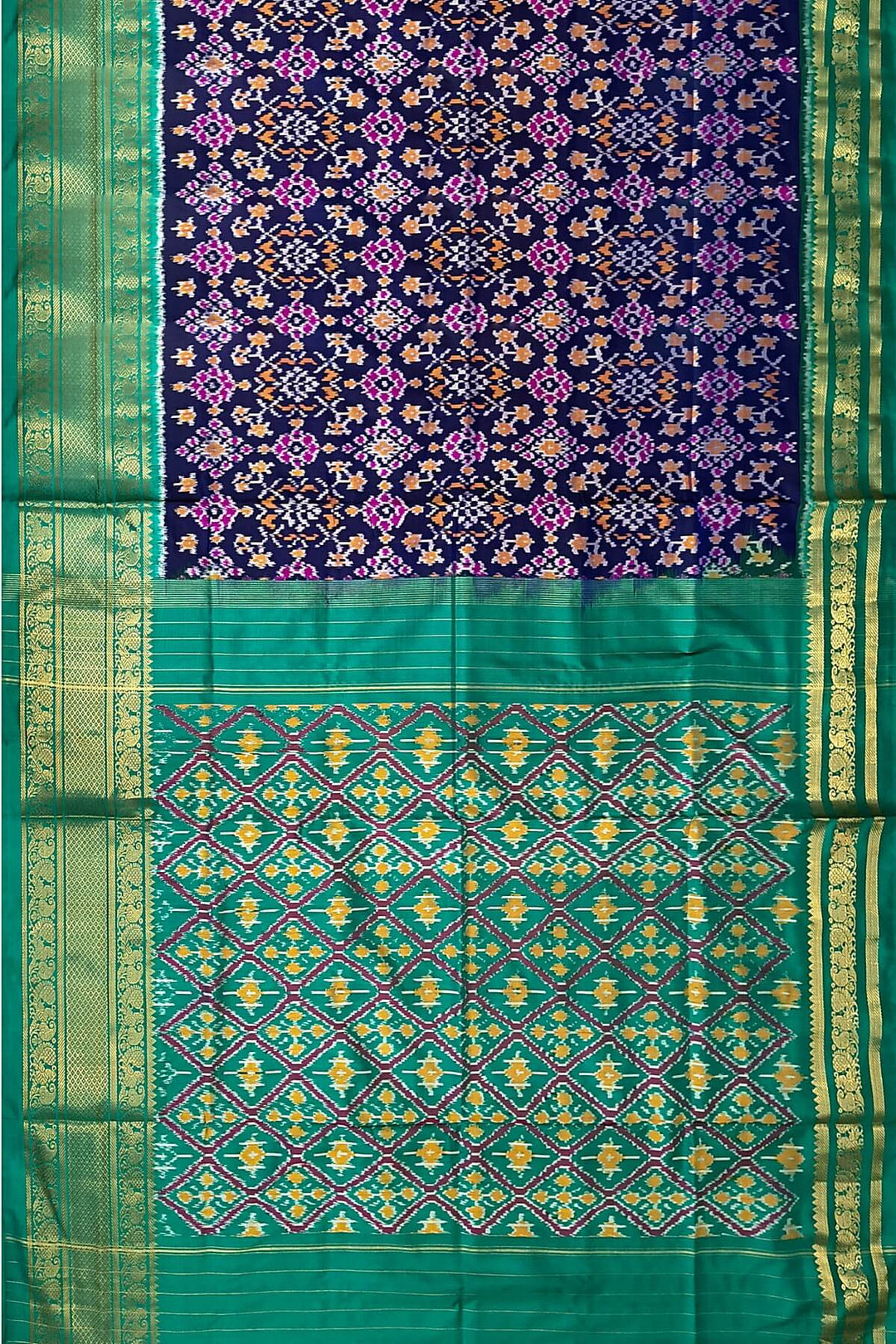 Ikkat pure silk saree in navy blue